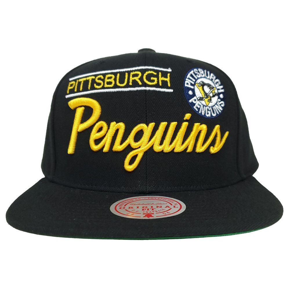 Pittsburgh Penguins Mitchell & Ness NHL Snapback Hat Cap 3D Logo Black NWT